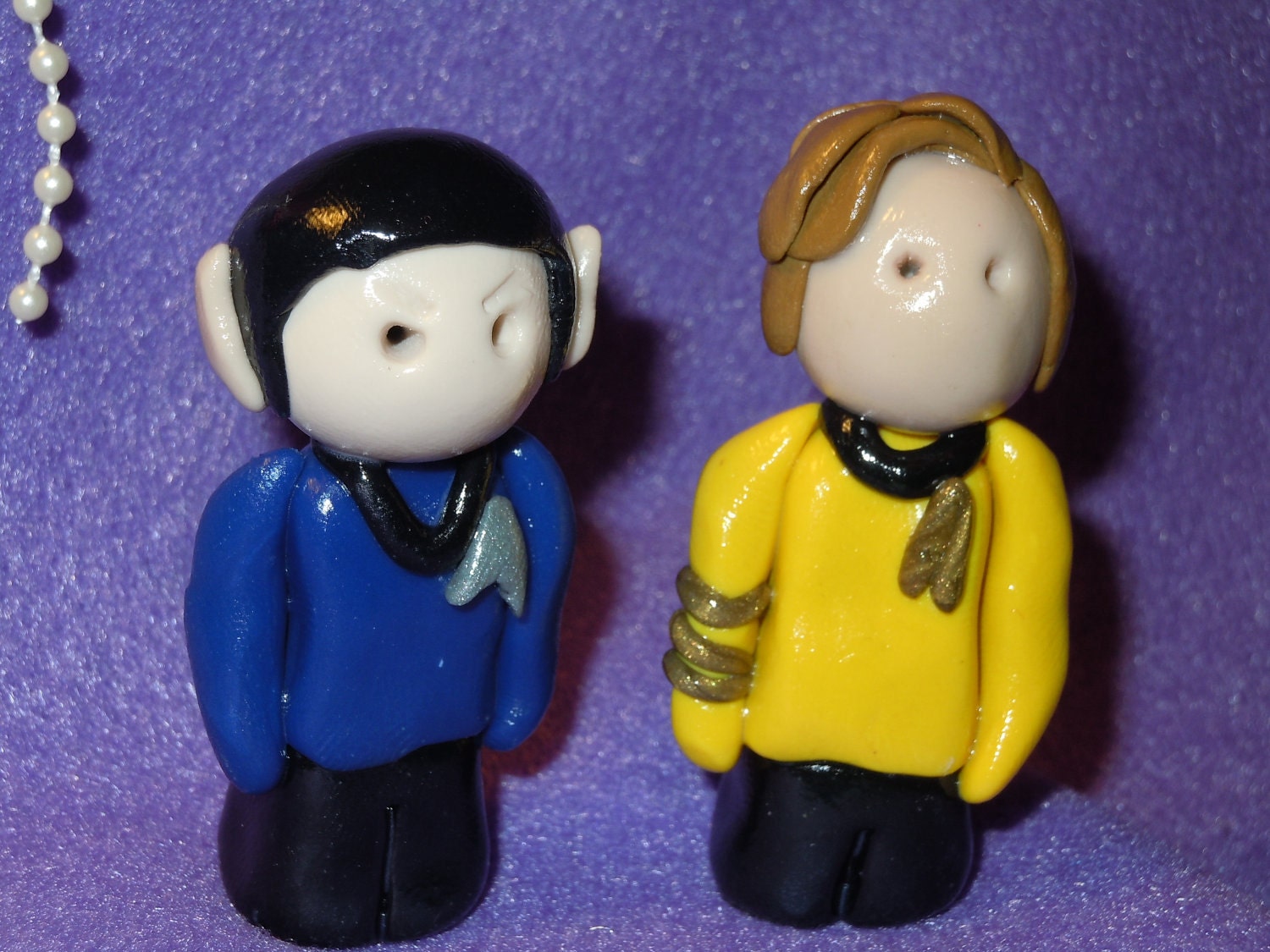 Star Trek Kirk and Spock Figures Polymer Clay Chibi Miniatures