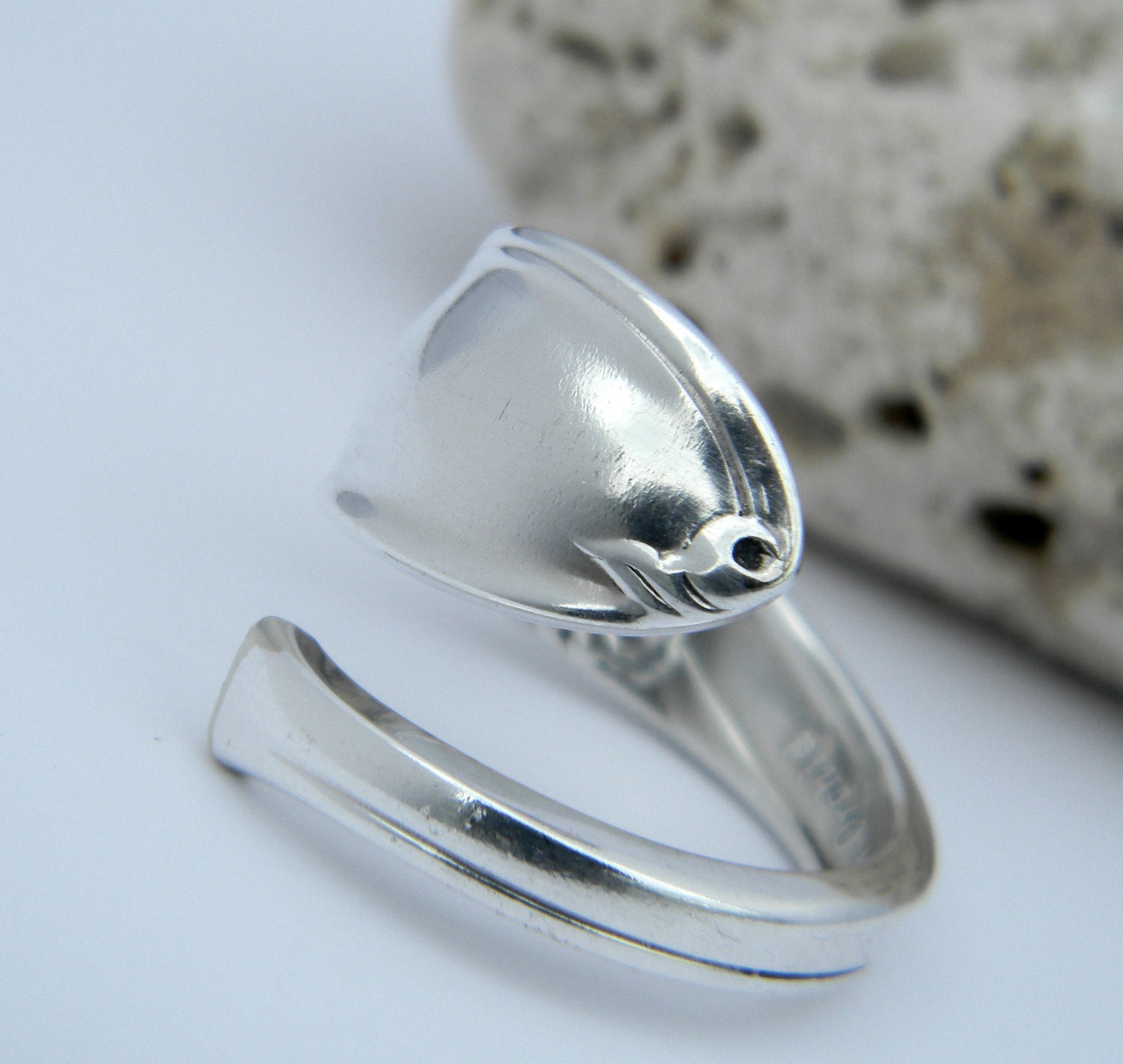 Silver Spoon Ring  - White Orchid 1953 - Silverware Jewelry