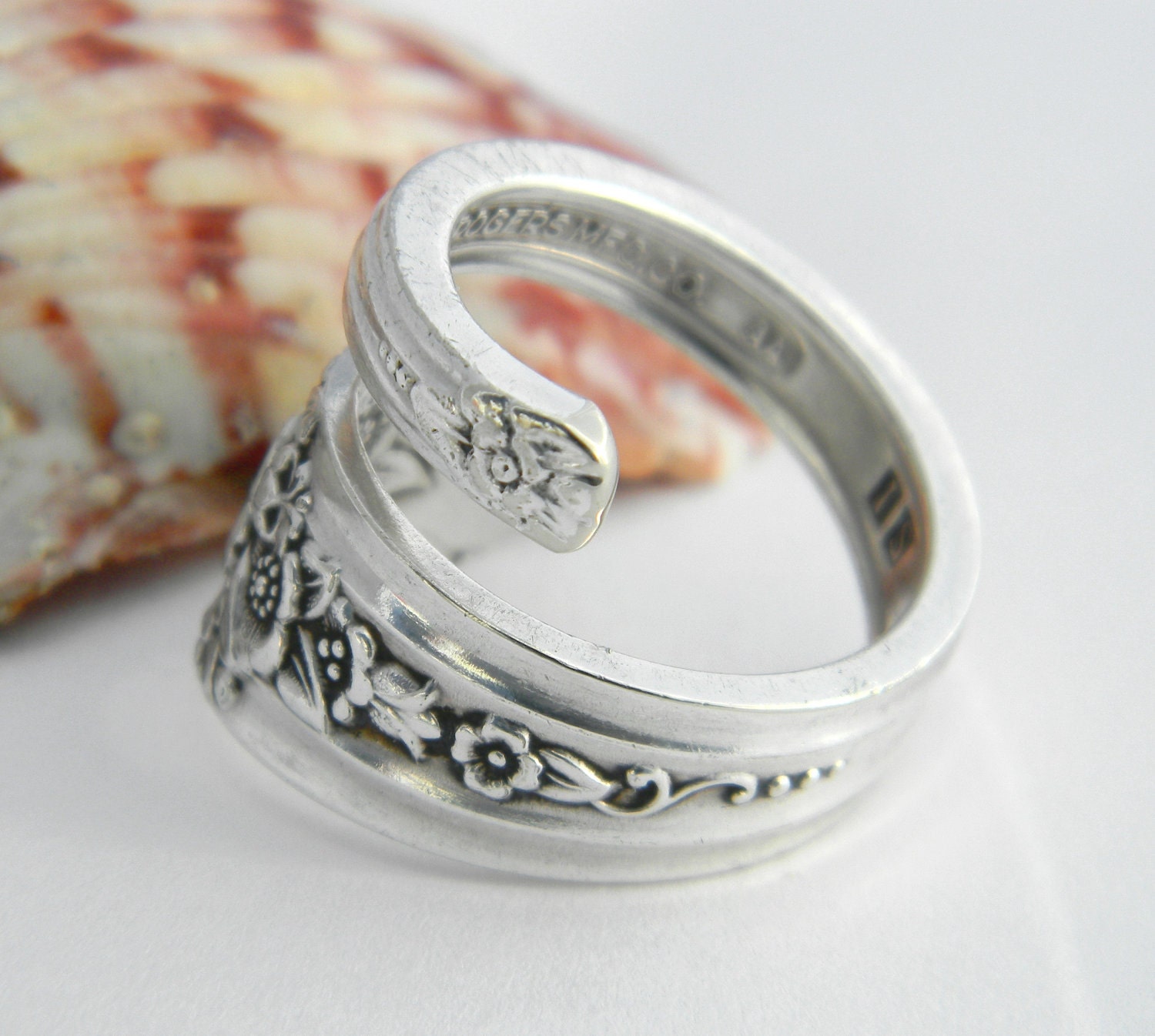 Antique Silver Spoon Ring, Silverware Jewelry, Jubilee 1953