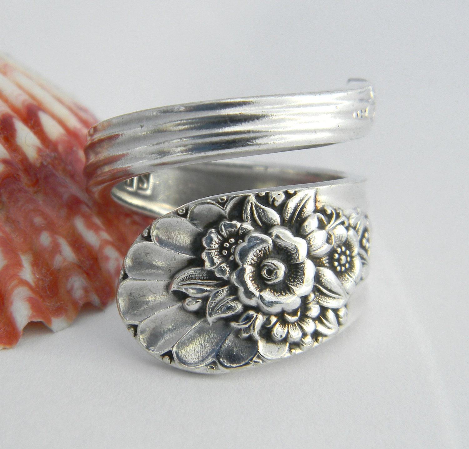 Antique Silver Spoon Ring, Silverware Jewelry, Jubilee 1953