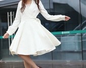 Wedding Dress in White Long Sleeve Evening Dress Coat - NC214