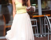 Lovely Two Layers Net Yarn Elastic Waist Princess Skirt in Beige - NC350