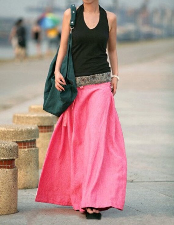 Fairy Light Pink Low Waist Long Maxi Skirt - NC130