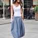 Sexy Grey-blue Skirt Linen Bud Long Maxi Skirt - NC024