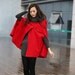RED Cape Coat Double Breasted Cape Hooded Wool Winter Cape Coat Hood Wool Cloak Hoodie Cashmere Cape Jacket for Women - NC228