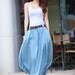 Romantic Linen Bud Long Maxi Skirt in Light Blue - NC335