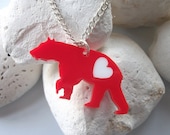 Anthony the Bear acrylic necklace with a replaceable coloured heart
