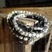 Gemstone Bead Bracelet Set / Dalmatian Jasper & Silver Bracelets / Crystal Charm / Multiple Strand / Toggle Clasp