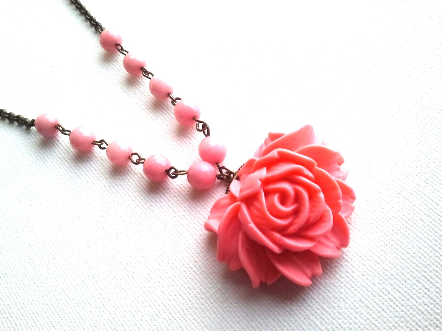 Pink Rose Long Necklace