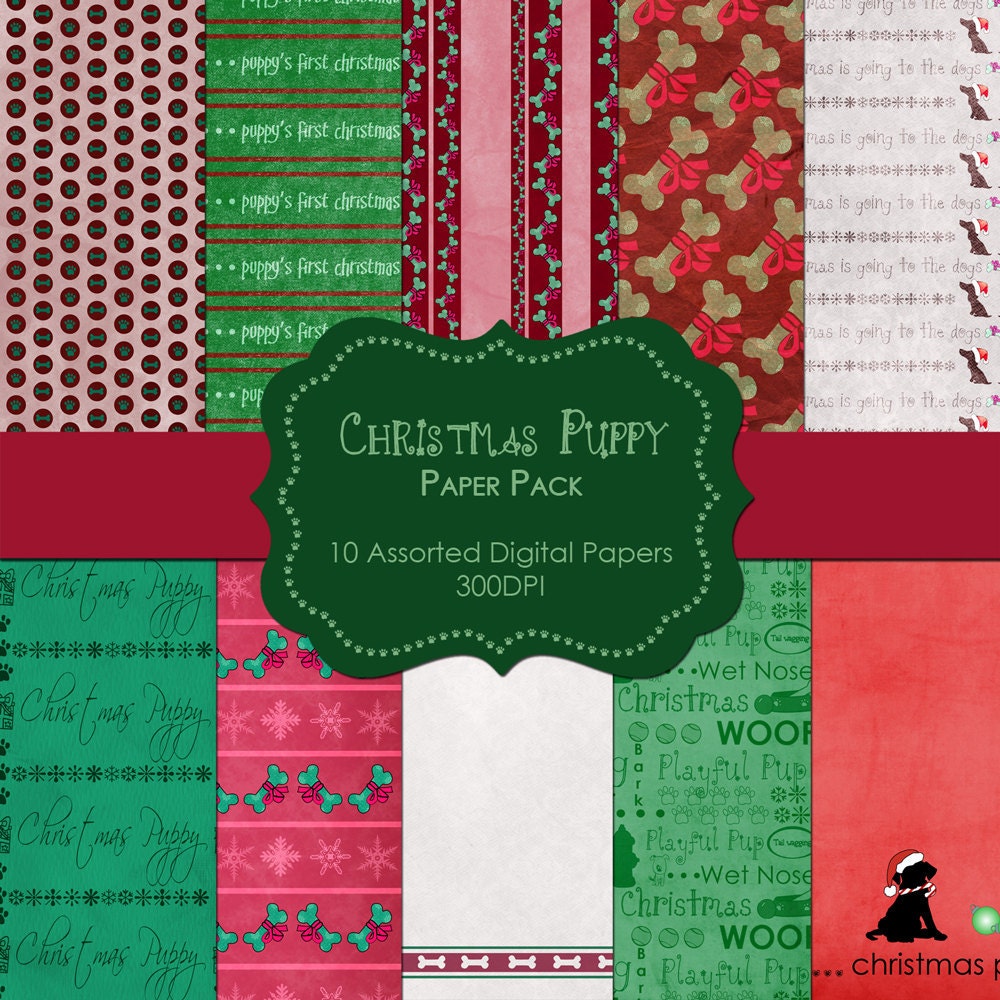 Christmas Puppy - Digital Paper Pack