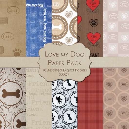 Love My Dog  - Digital Paper Pack