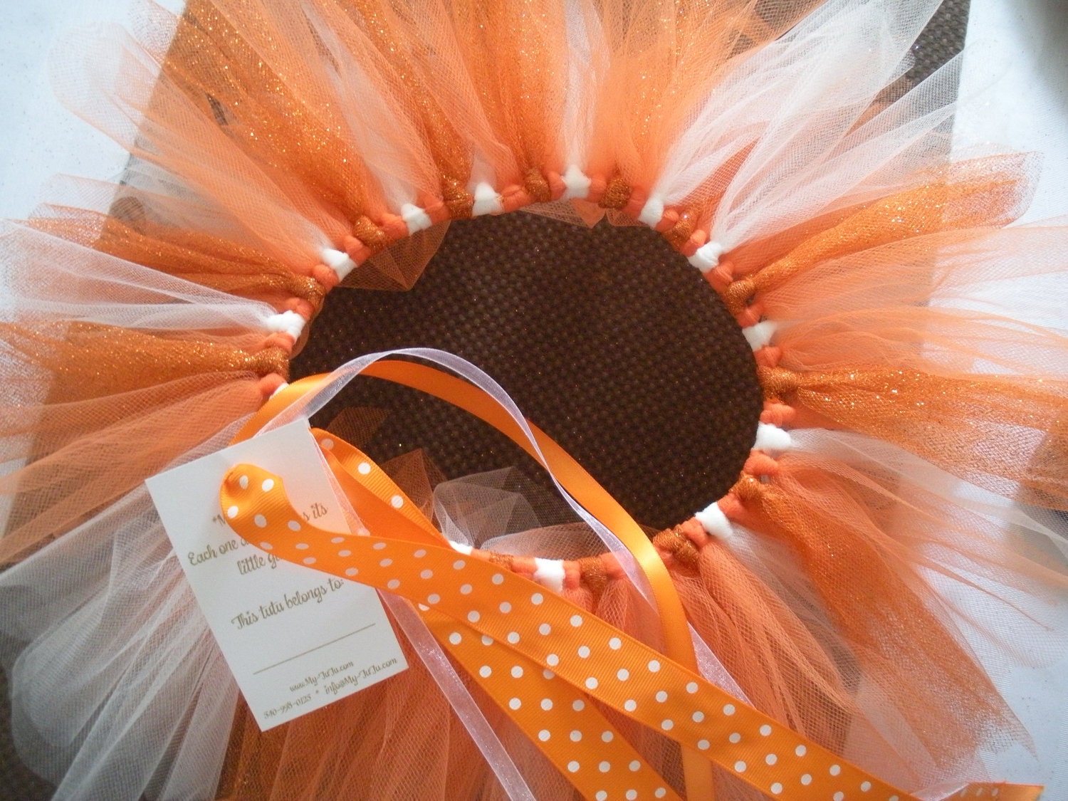 University of Texas Tutu - Orange and White with Sparkle Tulle, Standard Size TeamTuTu