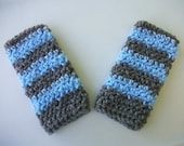 Hand Crocheted - Blue and Grey Leg warmers -Available In 0-6mo/6-12mo/12-18mo/2-4t