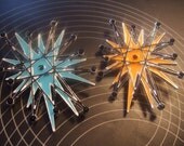 handpainted- ATOMIC STARBURST retro vintage look  franciscan BROOCH rhinestone pin jewelry pinup  star burst mid century sputnik