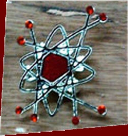 handpainted- tempo ATOMIC STARBURST retro vintage look  franciscan BROOCH rhinestone pin jewelry pinup  star burst mid century sputnik