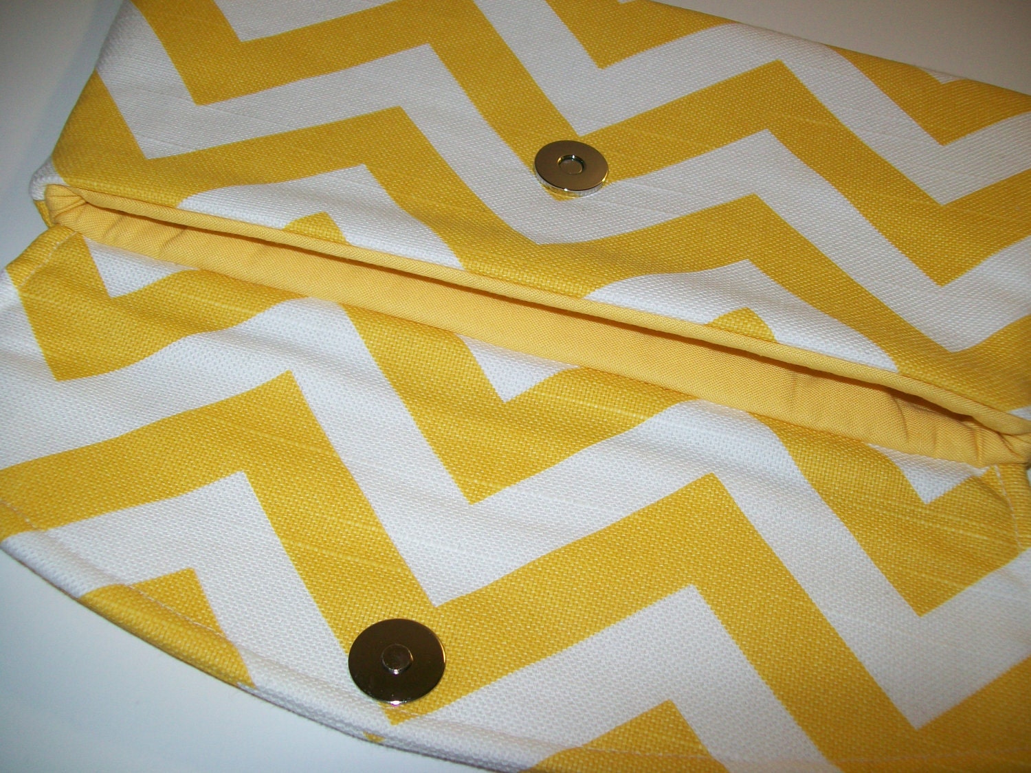 Yellow Clutch - Yellow and White Chevron Clutch - Classic Angled Clutch