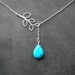 Silver Necklace -- Turquoise and Branch Lariat Necklace