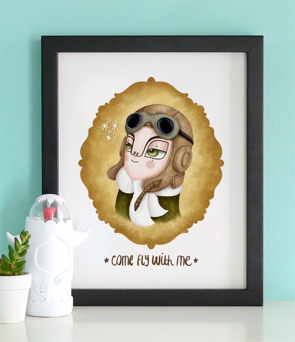 Illustration art print - size A4 8"x10" - The aviator