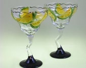 2 Hand-painted Margarita Glasses