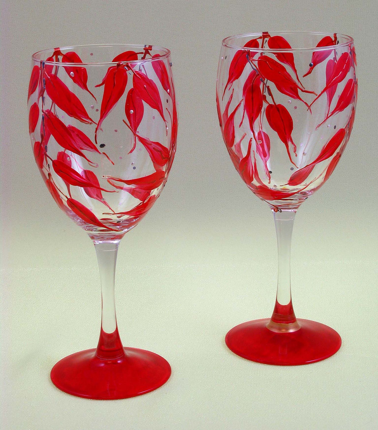 2 Hand-painted Wine Glasses