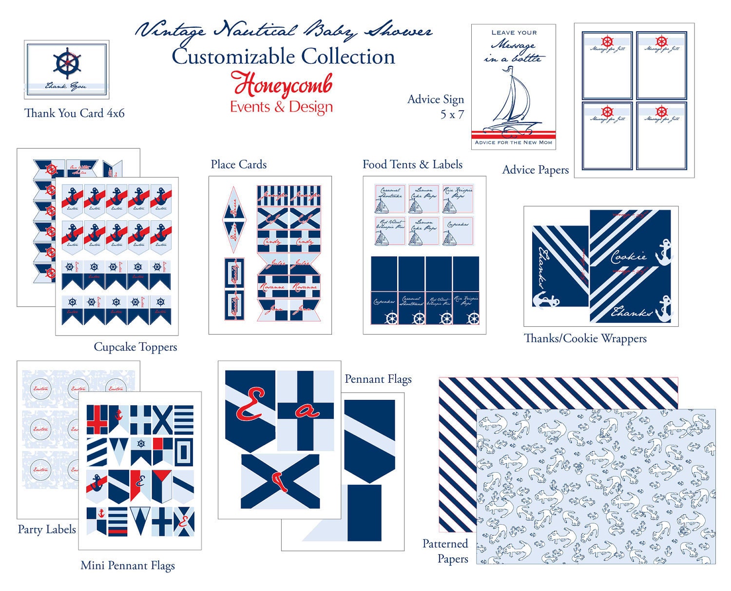Vintage Nautical Baby Shower Printable Collection