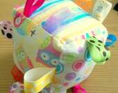 Girls Owl Baby Block Toy - Glitter Owls - Plush Crinkle Baby Toy