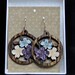 Wood Inlay Earrings Teal, Purple and White Floral