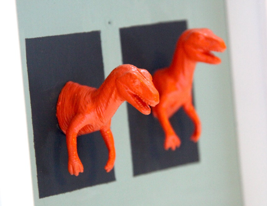 DOUBLE TROUBLE DINOS orange dinosaur trophy head animal mount for your wall