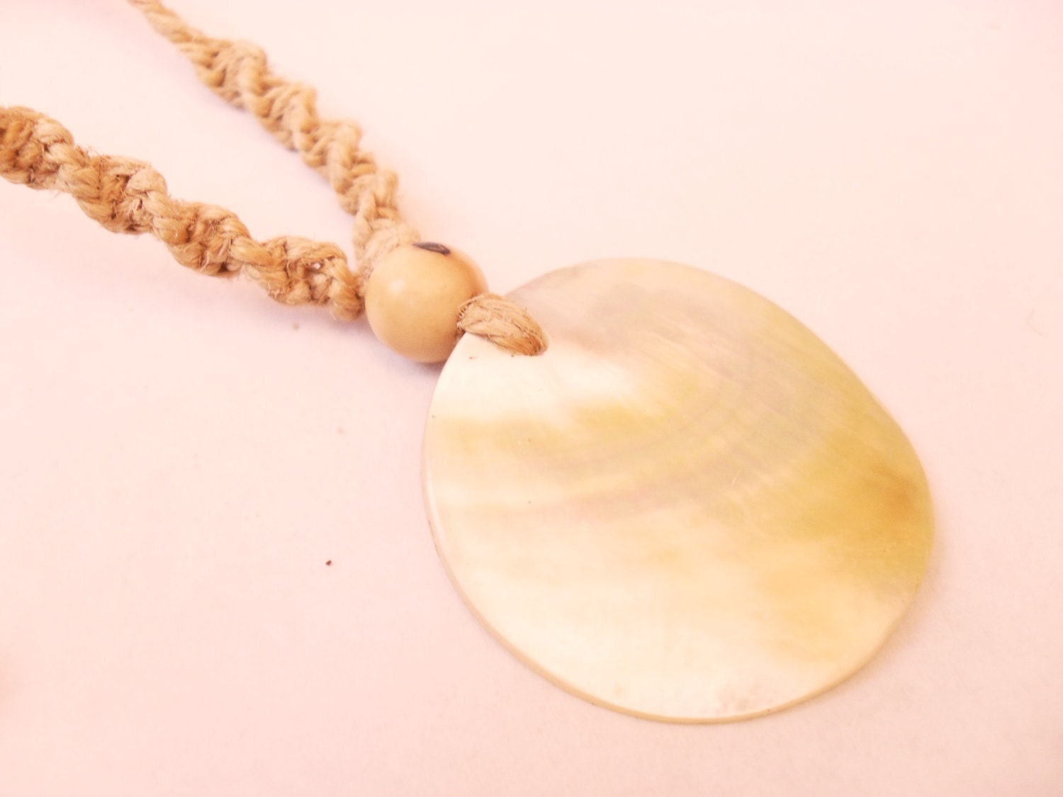 Hemp Necklace with Abalone--shell necklace-hippie chic necklace-natural boho necklace--organic jewelry