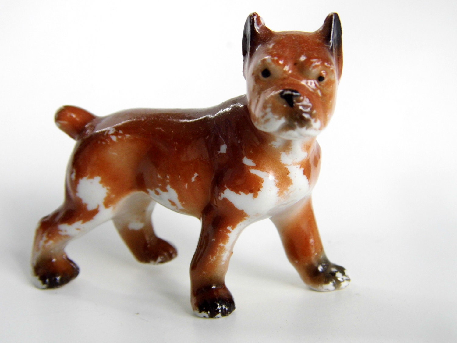 Vintage Bull Dog Figurine, Knick Knack, Animal, Porcelain, Miniature Figurine for Knick Knacks Shelf