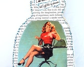 Pin Up Desk Kitty for Working Girls, Mixed Media and Hand Painted