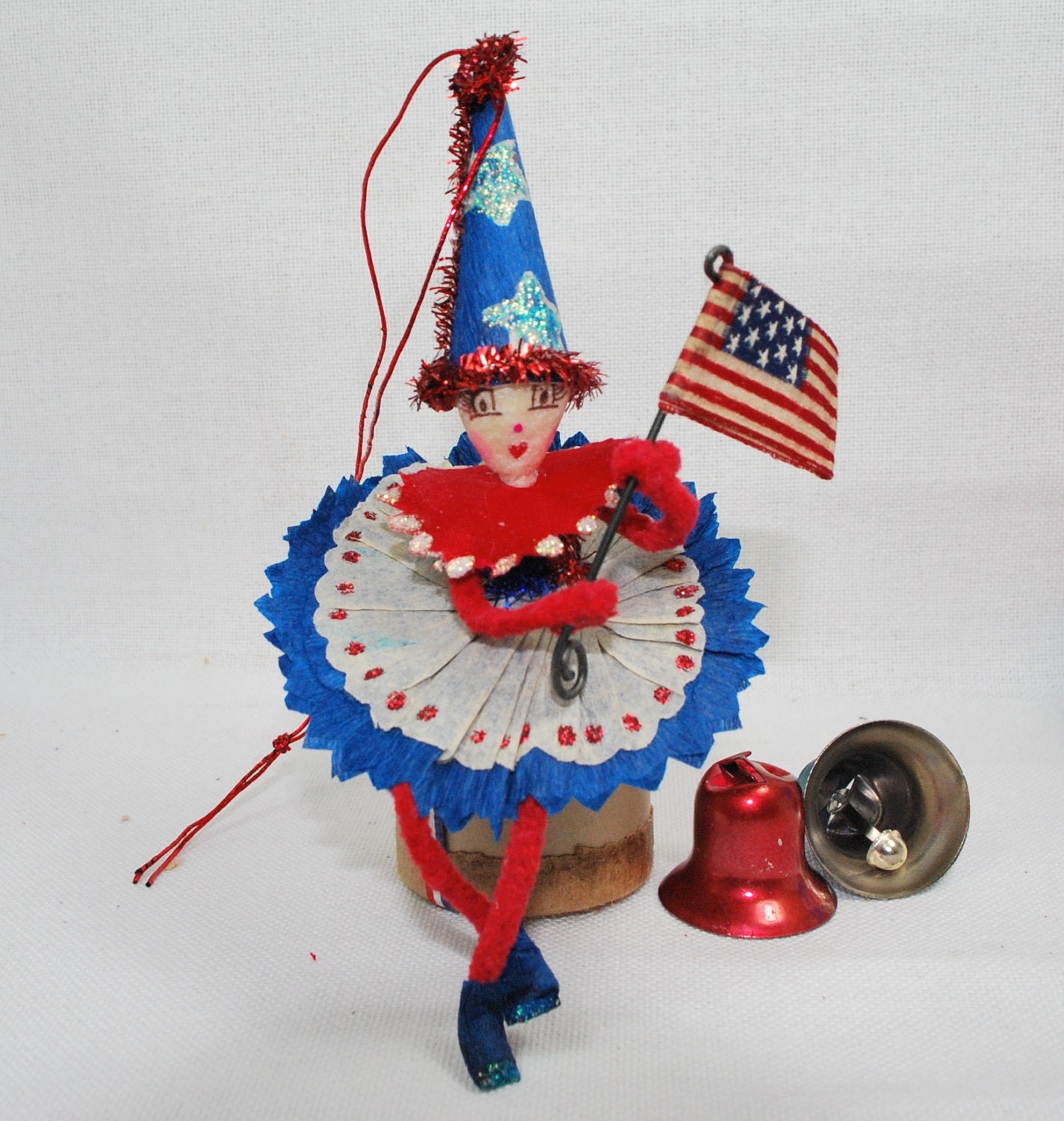 Vintage appeal spun cotton patriotic ornament by jejemae Americana
