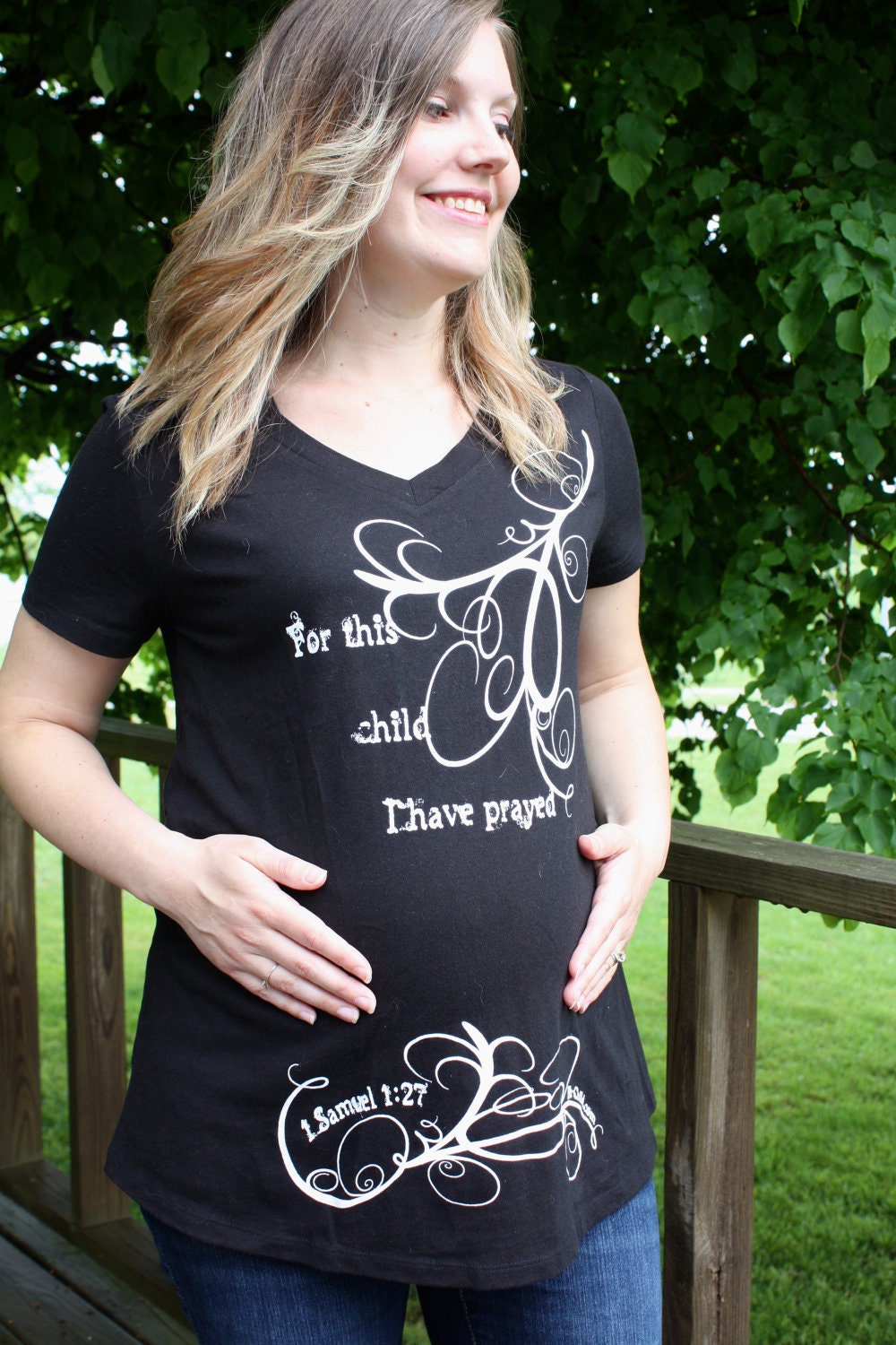 Christian "Prayed for" Maternity Shirt (Black)