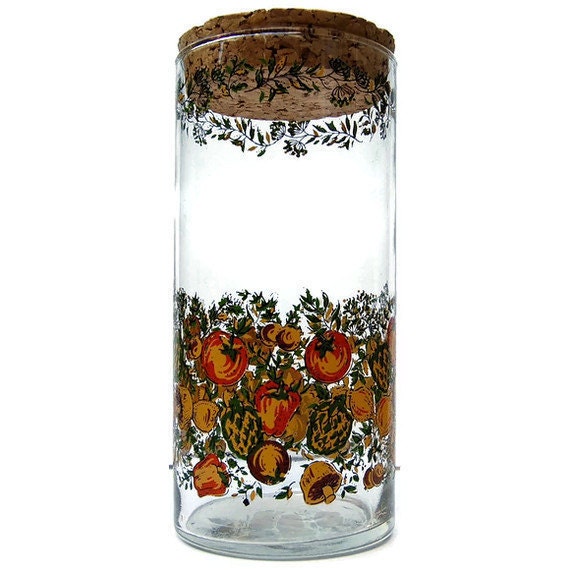 Fall Harvest Large Vintage Glass Storage Jar or Vase with Cork Top - Spice of Life Spice o Life