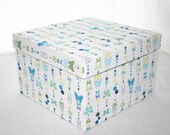Medium square decorative box Japanese fabric