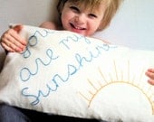 Hand-Embroidered Accent Pillow Cover - You Are My Sunshine - Throw Pillow Cushion