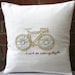 Pillow Cover - Bicycle, Bicycle - Hand-Embroidered on Linen Accent Pillow