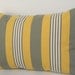 ON SALE Decorative Pillow Cover - Lemon Stripe Lumbar Throw Pillow Cushion Yellow Grey
