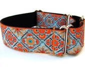 Martingale Dog Collar Taj Mahal Orange and Blue 1.5" Martingale