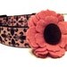 Designer Dog Collar Poochy Couture Pink and Brown Fleur de Lis Adjustable