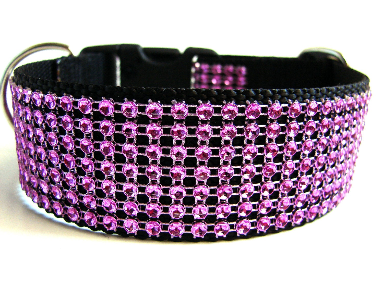 Pink Rhinestone Dog Collar 1.5" Side Release Dog Collar