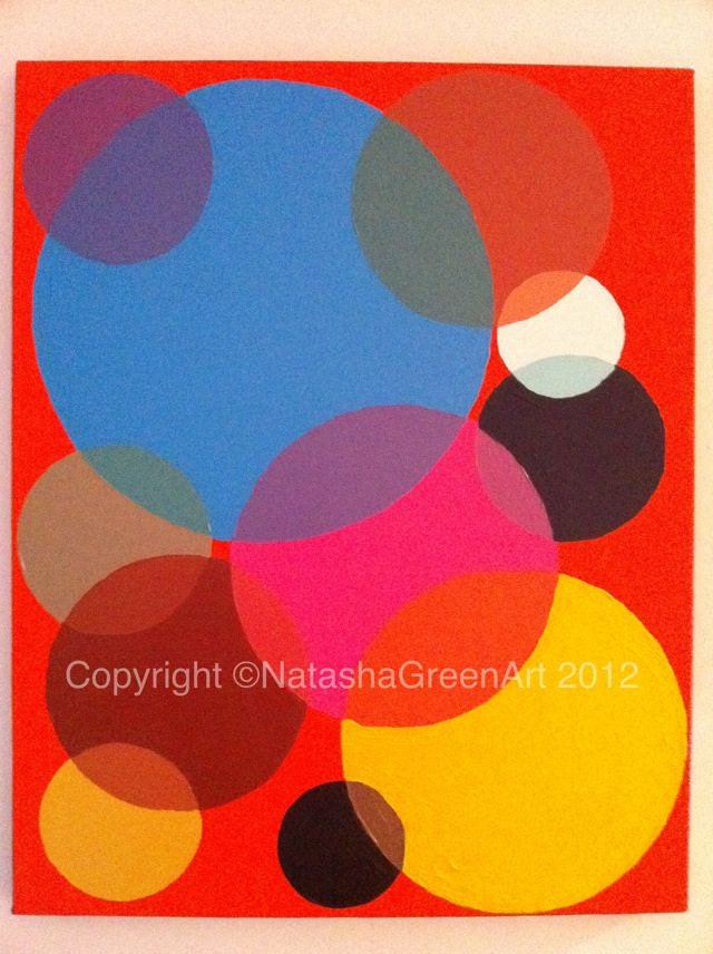 Original Acrylic abstract pop art modern painting.                                       Title Coloured Circles by NatashaGreenArt