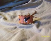 Beautiful OOAK Handmade Leather Eagle Cuff Bracelet - Native American