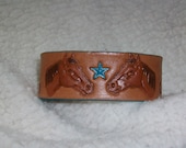 OOAK  Beautiful Unisex Horse Lovers Dream Leather Cuff Bracelet - Country Western