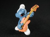 Vintage Rock and Roll Smurf Figurine - Orange Guitar