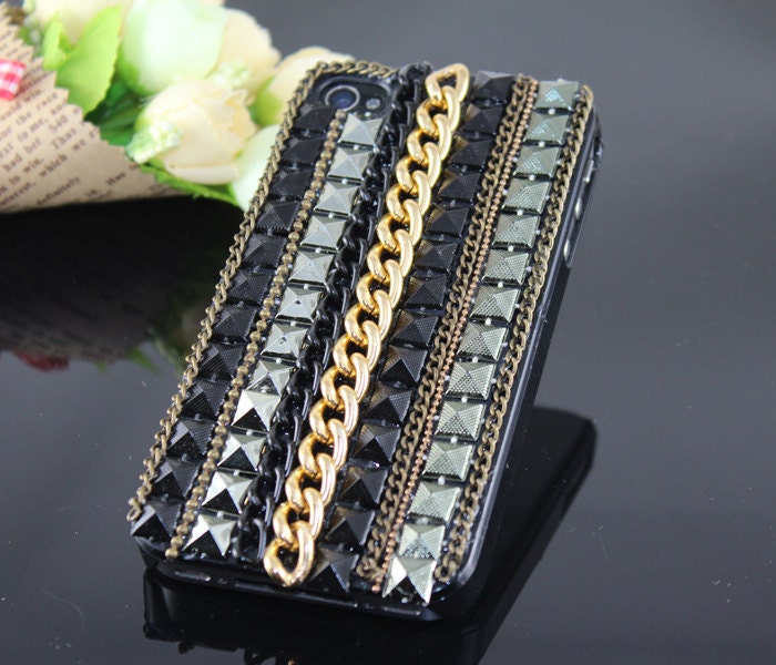 Steampunk  Chain,Stud,  Hard Case Cover ----for Apple iPhone 5 Case, iPhone 4s Case, iPhone 4 Hard Case  Style A