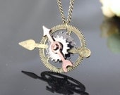 Steam Punk Clock Gear Necklace---can move:)