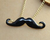 Black Mustache with golden Necklace