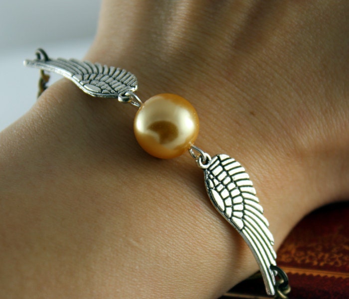Golden snitch braclet, harry potter bracelet ,Steampunk Bracelet In Silver, Charm bracelet