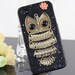Cute Owl shining Black Hard Case for iphone 4 4s Case, iPhone 5 Case, samsung Galaxy S3 case,Galaxy S4 case